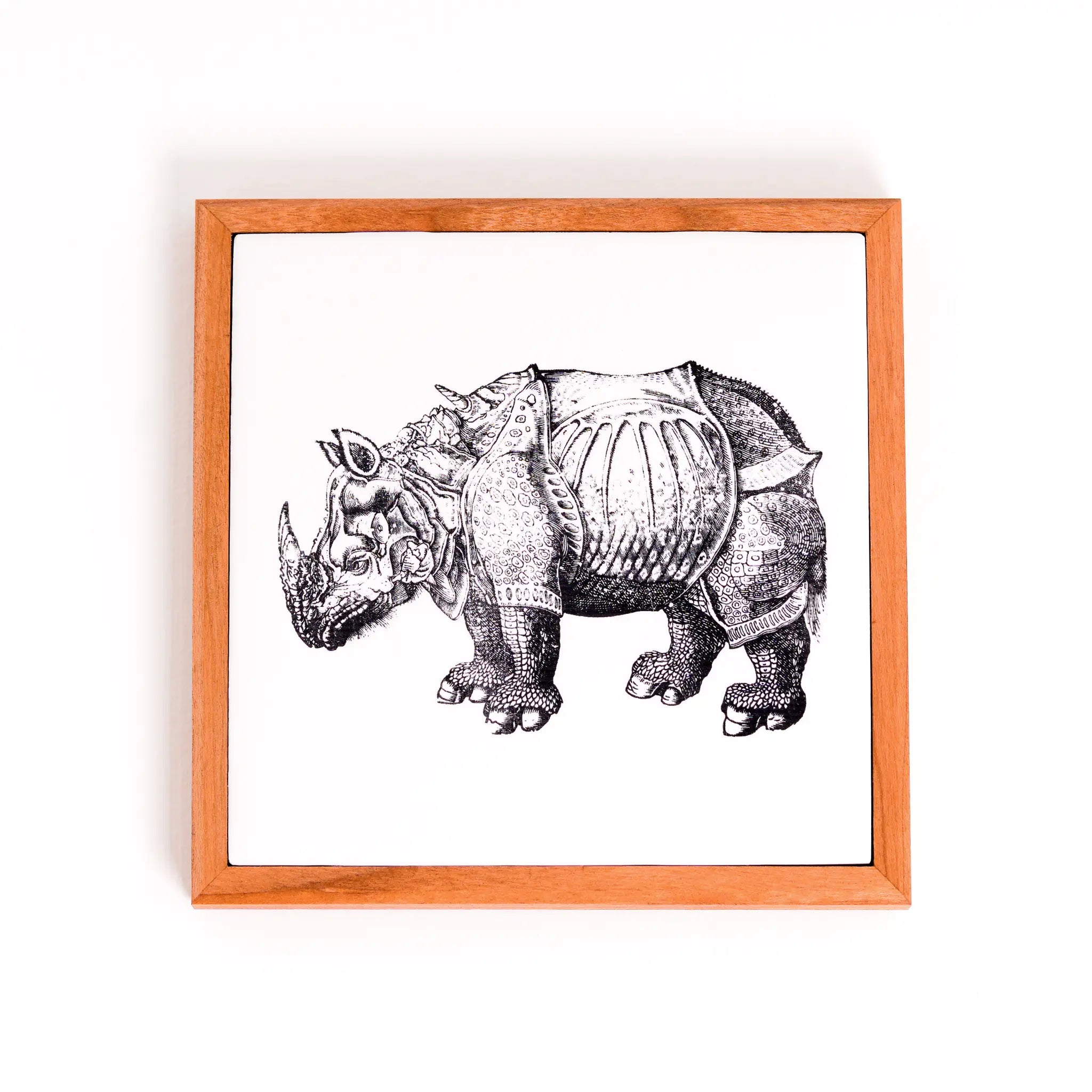 Rhinoceros | Wood Framed Art Coaster