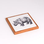 Rhinoceros | Wood Framed Art Coaster