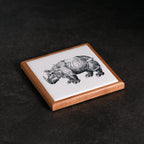 Rhinoceros | Wood Framed Art Coaster